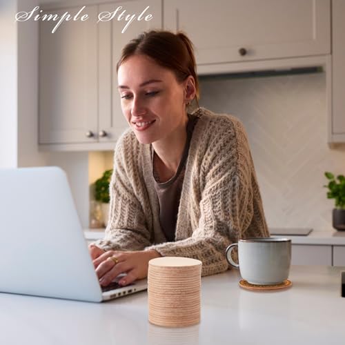 Bulyoou 50 Pcs Round Vegetable Tan Leather Coaster 3-3/4" Circular Tooling | Veg Tan Leather for Crafts, Blank Laser Engraving Coasters Tooling Stamping Carving, Thickness 3.2 mm - color: Tan, size: 3-3/4 Inches