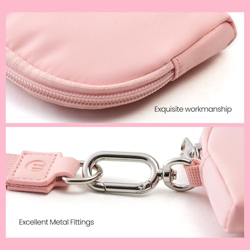 Mini Dual Pouch Wristlet Wallet for Women – Zip Around wristlet Keychain Wallet with 2 Wristlets, Ideal for Dog Walking, Coffee Runs & Lunch Break Essentials (Rose+Pink) - color: Rose+Pink