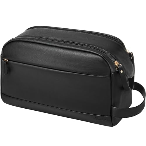 PU Leather Toiletry Bag for Men, Black, Large - color: Black, size: Large