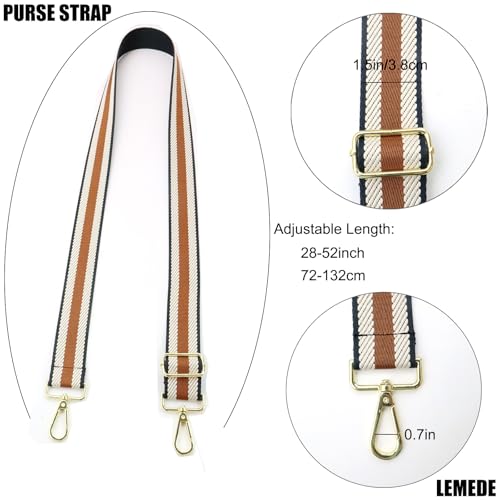 Adjustable Brown Purse Strap - 1.5" Wide Handbags, Camera, Guitar, Phone & Crossbody Bag Replacement Shoulder Straps(Gold Hardware) - color: Purse Strap-Gold hook-T502