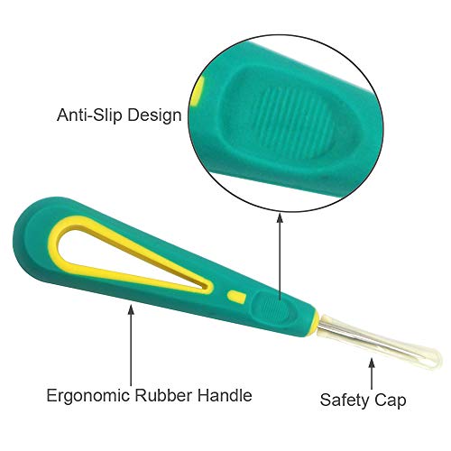 Leather Stitching Awl Straight Sewing Awl Hand Stitcher DIY Sewing Repair Tool Ergonomic Rubber Handle Safety Cap 1.6mm Tip 137mm Long Compact Size for Leather Canvas Precision Awl Work 1 PC