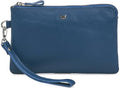 Leather Wristlet Wallet for Women Clutch Handbag Purse with Cell Phone Slot | Genuine Top Grain Leather, 8 Credit Card Slots, Detachable Strap, YKK Zipper, Gifts for Women - color: Sapphire Blue Nappa