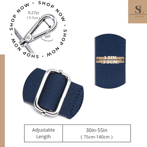 S&loyoe Thickened Solid Color Purse Straps Replacement Crossbody Bag Strap Adjustable Wide Guitar Straps for Handbags 1.5inch - color: Dark Blue Silver Buckle