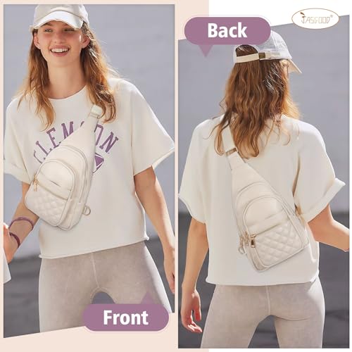 Sling Bag for Women Crossbody Leather Fanny Packs Chest Bag Fashion Sling Backpack Travel JASGOOD - color: Khaki