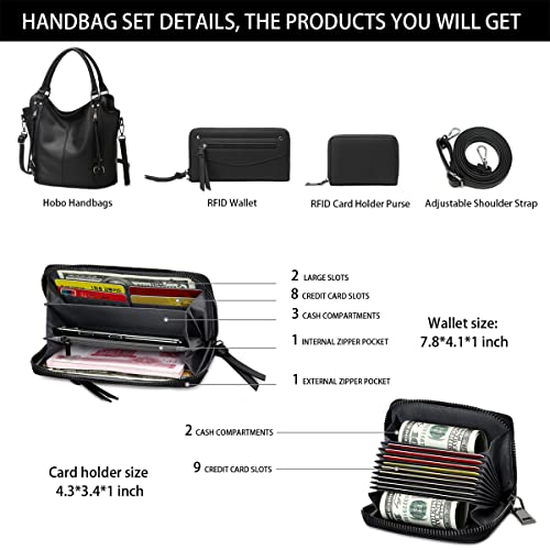 lapsting Hobo Bags for Women Handbags Purse Ladies Boho Shoulder Bag Crossbody Purses Faux Leather - color: I - 15inch Black - Black Metal