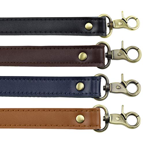 Allzedream Genuine Leather Purse Strap Sewing Canvas Replacement Handbag Shoulder Bag 2 Pcs - color: Black