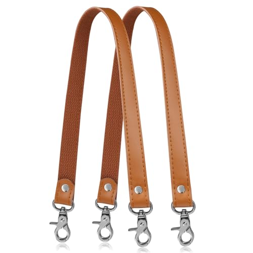 Allzedream Genuine Leather Purse Strap Sewing Canvas Replacement Handbag Shoulder Bag 2 Pcs - color: Camel, Silver Hardware
