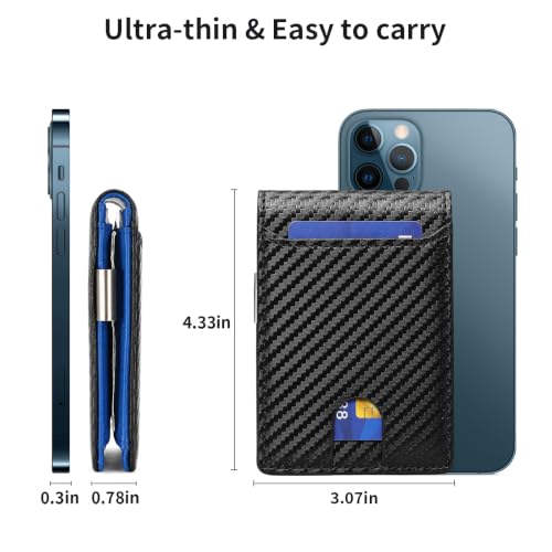 FALAN MULE Money Clip Wallets for Men RFID Blocking Front Pocket Wallet Slim Bifold Card Holder Minimalist - color: Nc-Black with blue