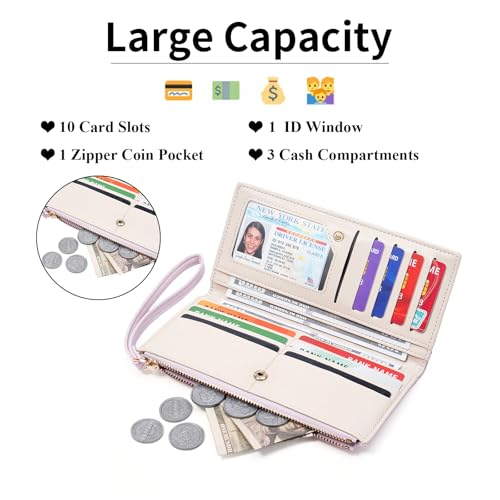 Womens Wallet Ultra Slim Floral Long Bifold Wallet for Women Card Holder with Zipper Pocket - color: C02 Purple