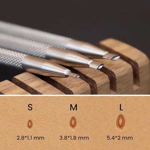 Leather Stamps Oval Seeder Stamp Set 3Pcs Professional Stainless Steel Stamping Tools for DIY Leathercraft