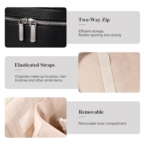 honitty Makeup Bag, Travel Make up Case with Compartments and Handle, Portable Cosmetic Organizer Bags,Toiletry Bag for Women - color: black(7.6*5.5*6 in), size: M(7.6*5.5*6 in)