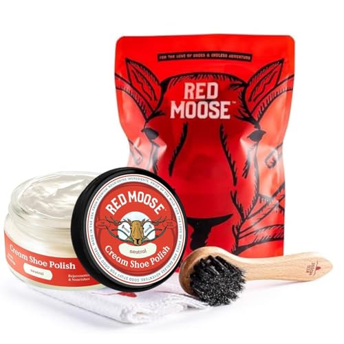 RED MOOSE Boots and Shoe Cream - Shoe Polish Kit for Leather - Shoes Shine - Made in the USA - color: Neutral Kit