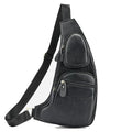 Leather Sling Bag Crossbody Backpack for Men Women Travel Outdoor Sports Hiking Camping Shoulder Chest Day Pack Daypack - color: #02black(s)