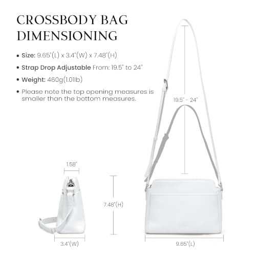 befen Anti-theft Crossbody Bag for Women Genuine Leather, Small Cross Body Shoulder Handbags with RFID Card Slots - color: White