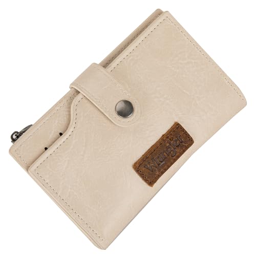 Wrangler Wallet for Women Bifold Card Holder with Zipper and ID Window - color: A-Tan