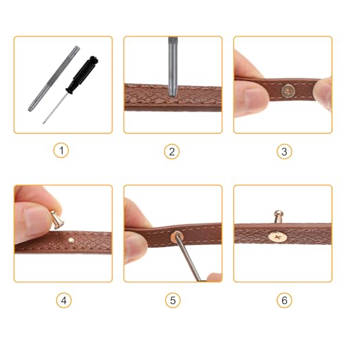 HARFINGTON 30 Sets Round Head Button Studs Screw 7mm Alloy Leather Rivets with Hollow Punch Screwdriver for Repair and Decorate Fabric Clothing Shoes Bags DIY, Black - color: Black, size: 7mm