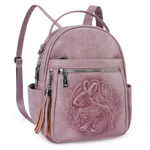 Mini Backpack Purse for Women,Vegan Leather Small Backpack for Daily | Embossed Lightweight Water-Resistance Travel Mini Fashion Daypack Bag,Ladies Casual Backpack Purse Gift Choice for Women - color: Purple-rabbit