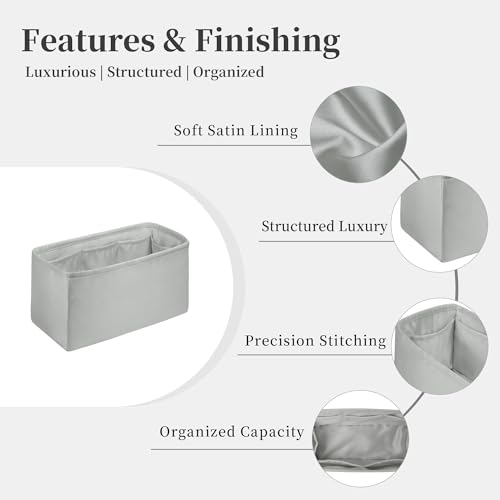 Satin Purse Organizer for Chanel 25 Bag Medium, Pearl grey - color: Pearl grey, size: 25 Handbag Medium
