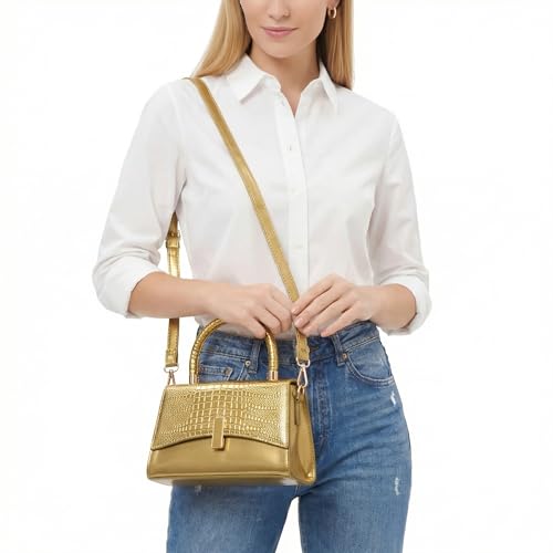 JHVYF Women Small Crossbody Bags Shoulder Bag Classic Satchel Handbags Ladies Cute Purses Satchels bag mini purse for women - color: Golden