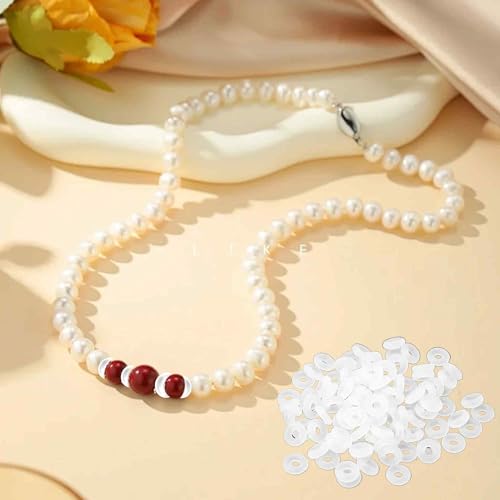 200PCS 2mmx6mm Transparent Silicone O Rings, Stopper Spacer Beads for Jewelry Making, Anti-Slip Locating Rings for DIY Bracelet Necklace Craft Accessories - color: Transparent