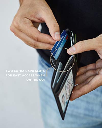 SERMAN BRANDS Mens Slim Bifold Wallet RFID Blocking Minimalist Front Pocket Wallets for Men - Thin & Stylish - color: A. Jet Black Elite