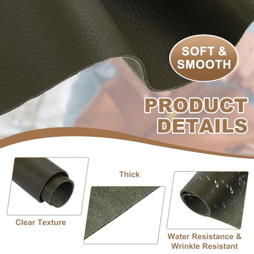 uxcell Genuine Leather Sheet, 11.8" x 11.8" Natural Distressed Cowhide Full Grain Leather Pieces, Pre Cut Sheets for Crafting, Sewing, Tooling, Sheath Making, Dark Green - color: Dark Green