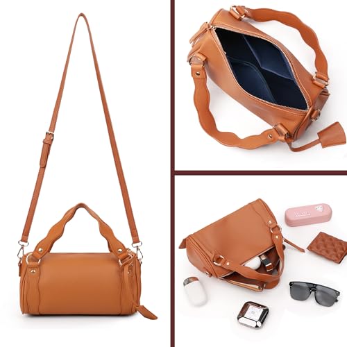 Elegant Lace Trim Bucket Bag for Women - color: Brown