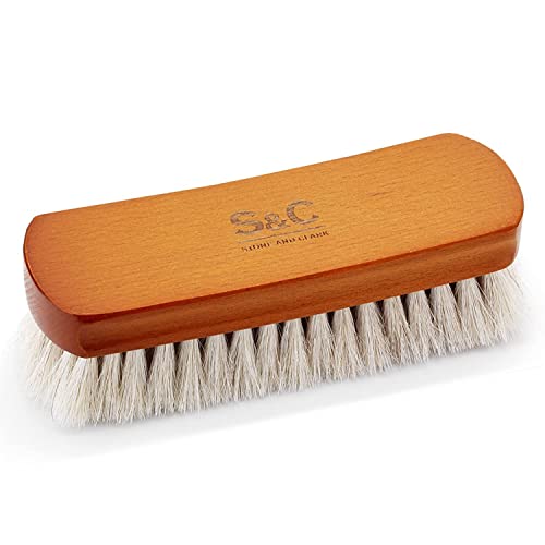 Premium Horsehair Shoe Polish Brush – Handcrafted Beechwood Shoe Brush for Shine and Buffing – Luxurious Shoe Shine Brush with Soft Horsehair Bristles (White) - color: Classic White