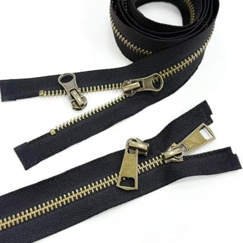 #5 Heavy Duty Metal Zipper 5 Pieces 1 Yard Long Each(Black/Copper Teeth) - color: Black/Copper Teeth