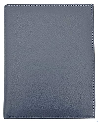 Grey RFID Genuine Leather Passport Wallet - color: Grey