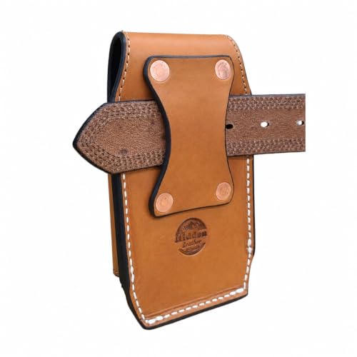 Custom Leather Phone Holster, Heavy Duty Belt Pouch Case with Snap Closure, EDC Waist Carry Cell Phone Sheath (Tan) - color: Tan
