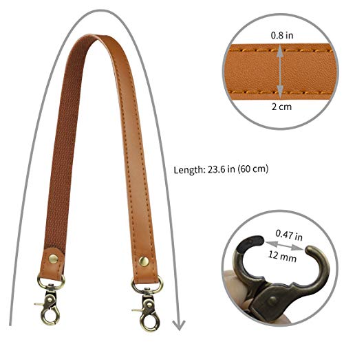 Allzedream Genuine Leather Purse Strap Sewing Canvas Replacement Handbag Shoulder Bag 2 Pcs - color: Camel