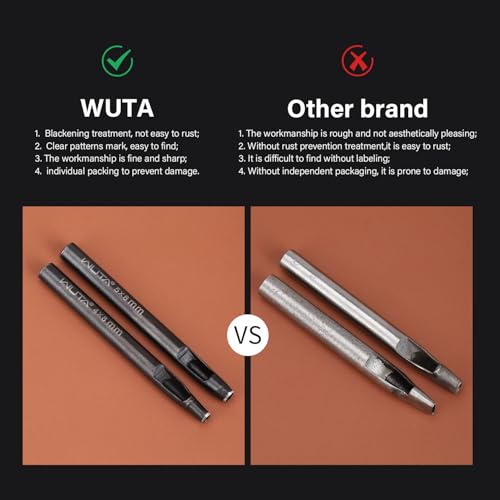 WUTA Oval Leather Hole Punch Set,Carbon Steel Belt Hole Puncher for Leather, Hand Punching Tool for Leathercraft Working (4 * 6mm,1pc) - size: 4×6mm (1 pc)