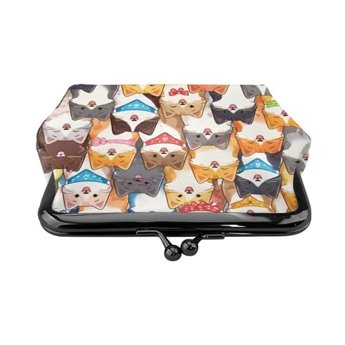 Kiss-lock Coin Purse for Women Change Purses Cute Small Coin Pouch Tiny Coin Wallet (Colorful Cats) - color: Colorful Cats