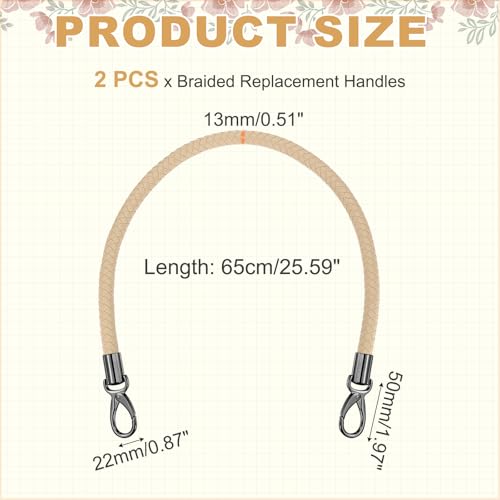 MECCANIXITY Braided Purse Strap, PU Leather Purse Strap Handle Replacement for Handbag Tote Underarm Bag Making - color: Apricot Beige