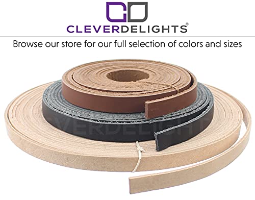 CleverDelights Black 3/8" Leather Strap - 7 Feet - 9.5mm Genuine Leather Strip