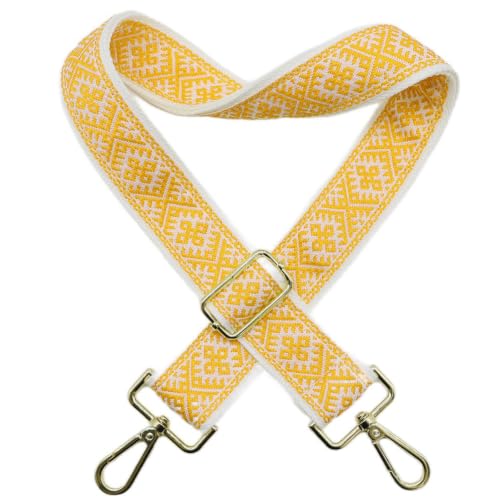 Purse Strap Bag Straps 1.5" Wide Adjustable Replacement Long Crossbody for Thick Shoulder Bags Canvas Handbags - color: Gold Hardware-1204-yellow