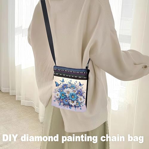 LSQFS Diamond Art Kits for Adults, DIY Diamond Painting Crossbody Bag, 5D Butterfly Floral Diamond Art Bags, PU Leather Art Bag, Craft Kits for Adults Women, Unique Gift - color: Butterfly flower 2
