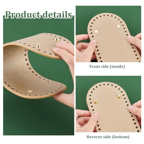 PH PandaHall 4pcs PU Leather Bottom Shaper Pads, 4 Colors Oval Bag Bases Knitting Crochet Bottom Base Pad Purse Bottom with Holes for DIY Crochet Handbag Shoulder Bag Making, 11.8x3.9inch - size: 11.8x3.9 inch