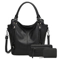 lapsting Hobo Bags for Women Handbags Purse Ladies Boho Shoulder Bag Crossbody Purses Faux Leather - color: I - 15inch Black - Black Metal