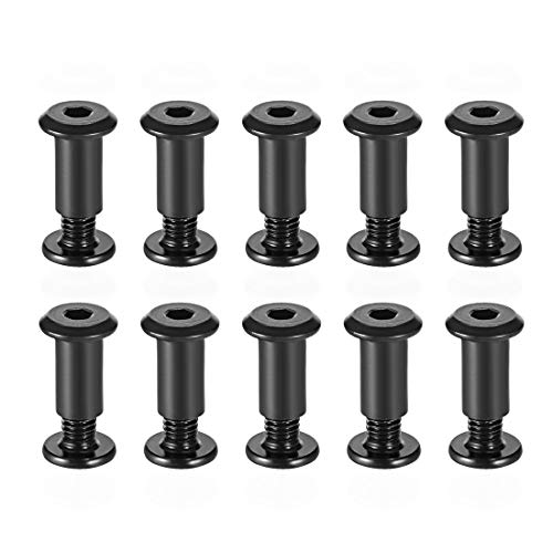 uxcell Screw Post Fit for 5/16"(8mm) Hole Dia, Male M6x10mm Belt Buckle Binding Bolts Leather Fastener Carbon Steel Black 10 Sets - size: 10mm