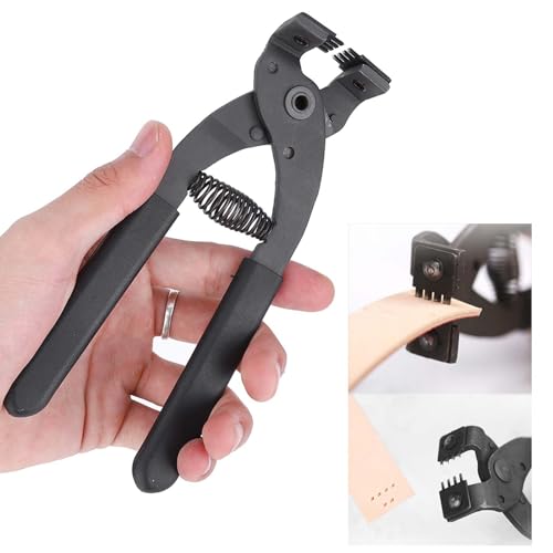 Leather Stitching Punch Plier, 4mm 4 Teeth Leather Silent Pliers with Non Slip Foam Handle, 6.7in Leathers Stitching Hand Pliers for Straps, Saddles, Shoes