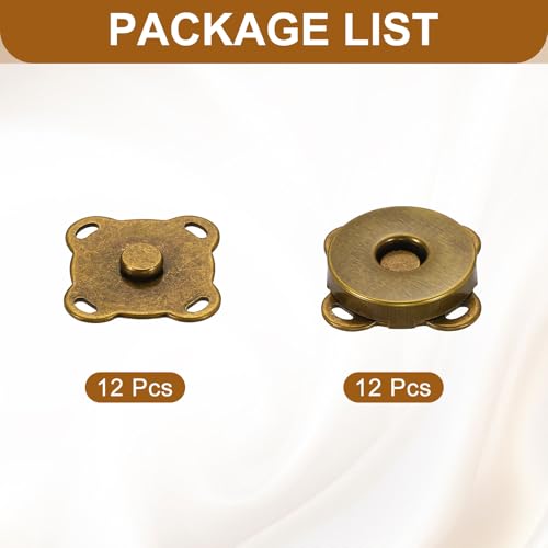 PATIKIL 14mm Magnetic Snap Buttons Set, 12Pcs Copper Magnetic Purse Closure Fastener Clasps Replacement Tool Kit for Purses Handbags Clothes Sewing DIY Craft, Coppery - color: Coppery, size: 14mm