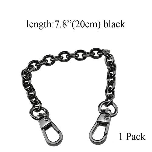 HAHIYO Mini Pochette Purse Chain Strap Thin Wide 6mm for LV Length 7.9 Inches Thick 2mm Shiny Black for Handbag Wallet Clutch Comfortable Flat Metal Strap 1 Pack - size: Black 7.9 Inches Length
