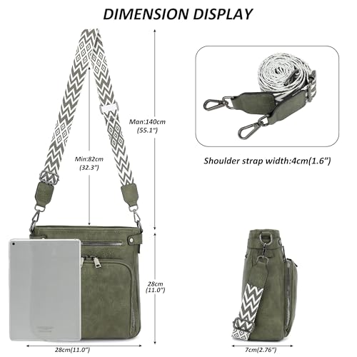 TANTOMI Crossbody Bags for Women Purses for Women Trendy Leather Shoulder Handbags Travel Purse with 6 Card Slots - color: Dark Green