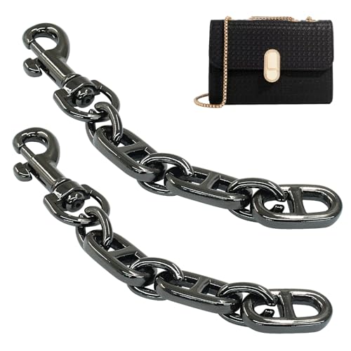 Purse Strap Extender, Metallic Black, 2Pcs, 4.7 Inch | Metal Chain, Replacement for Shoulder Bag, Replacement for Crossbody Bag - color: Metallic Black