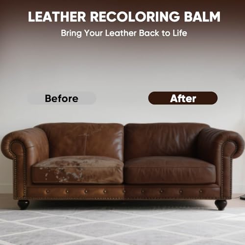 Leather Recoloring Balm - Scratch Repair & Color Restore Kit for Faded Leather, Leather Couch & Car Seats - 12OZ Leather Restorer Balm for Furniture, Auto Interior, Vinyl, Accessories (Medium Brown) - color: Medium Brown, size: 12 OZ
