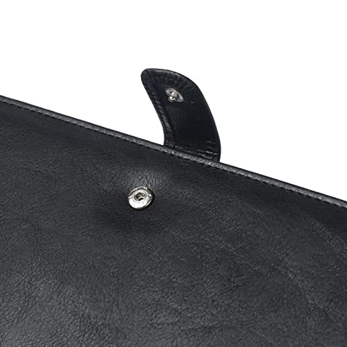 LLi Cufite Business Size and Travelers Check Large Checkbook Cover for Side & Top Tear Checks, Deposit Tickets, Companion Checks, Leather Check Book Cover with Duplicate Check Sleeve & Card Slots - color: Black