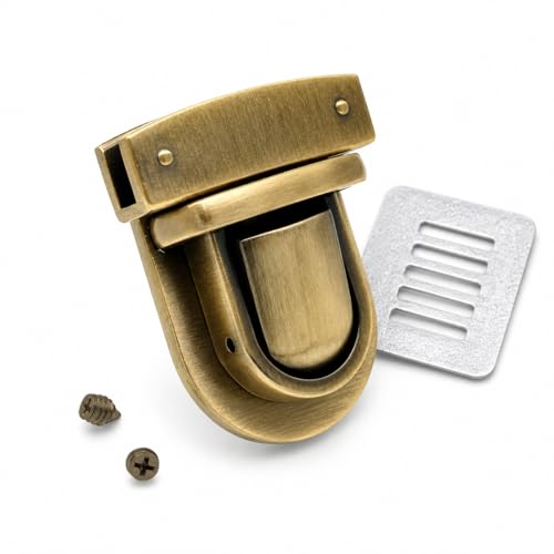 CRAFTMEMORE 1-1/4 Inch Press Lock Purse Catch Clasp Hardware for Bag Purse Pack of 1 YB2234 in Brushed Brass - color: Brushed Brass