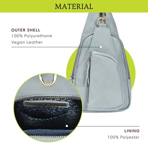 Antik Kraft Tasha Crossbody Sling | Vegan Leather Crossbody Bag for Women with 16-20" Strap | Sling Bags for Women - color: Blue